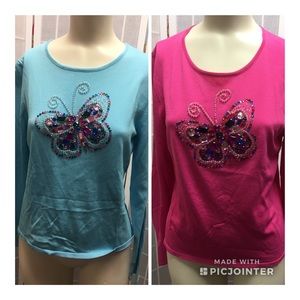 Pink poodle 2 Sweater Blue and Futzia women Sz M